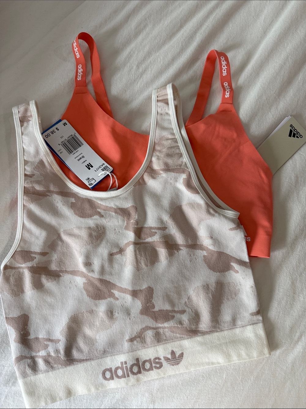 Adidas Camo Crop Tank and Coral Sports Bra